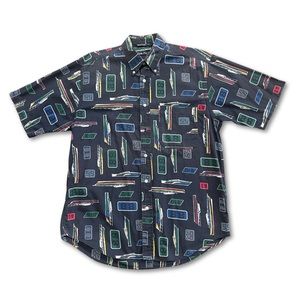Vintage Nautica Sailing Button Up Shirt Men’s Size Medium Navy Blue Boating